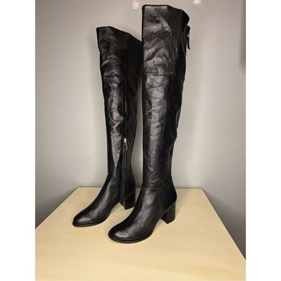 Schutz Women's S-Sivana Block Heels Over the Knee‎ Boot Black Size 5B - Picture 2 of 9